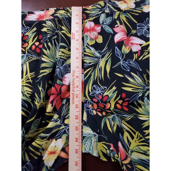 Maggie Barnes Tropical Floral Linen Blend Capri Pants Plus 20W Hawaii Island - Picture 10 of 11